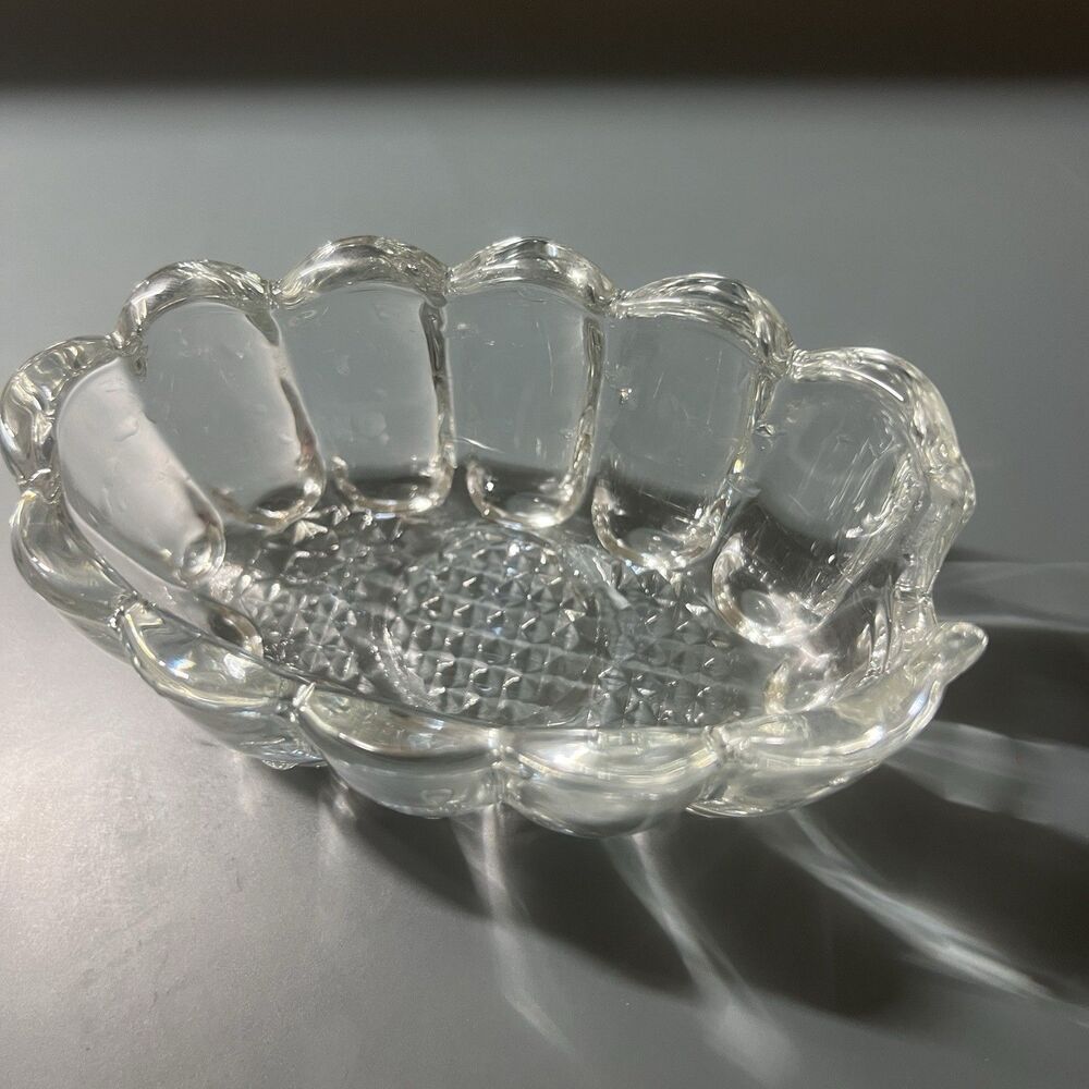 Princess House Crystal Utensil Holder Spoon & Fork Rest - Clear Ribbed - Vintage